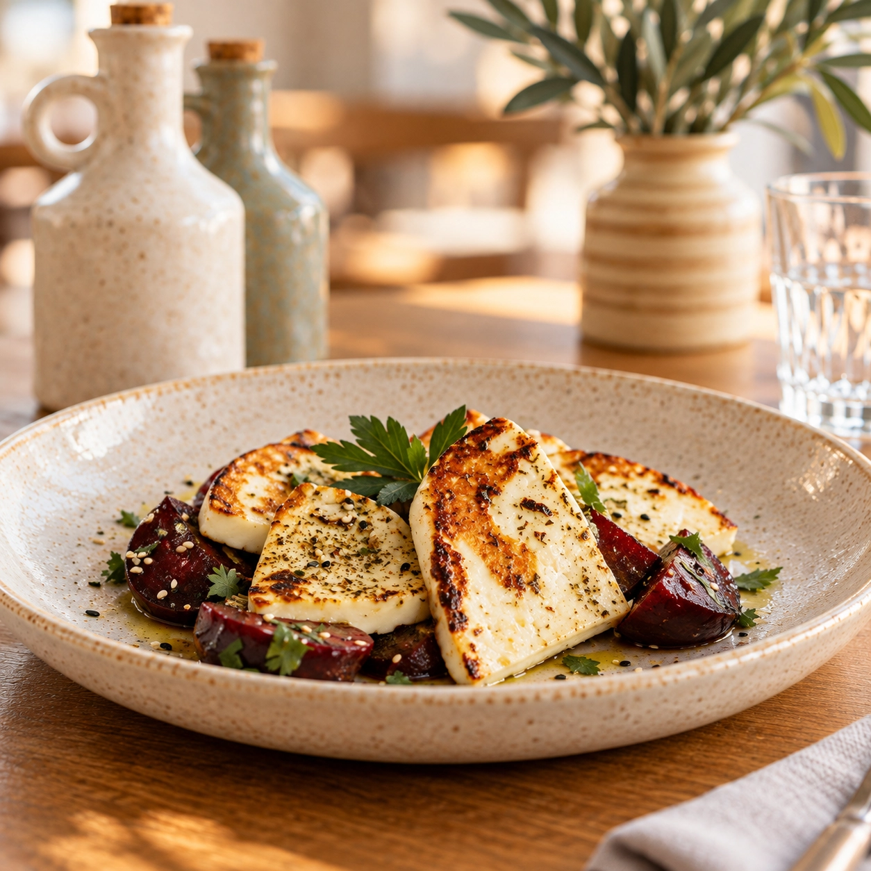 gegrillter Halloumi mit Roter Bete - im anasa mare münchen