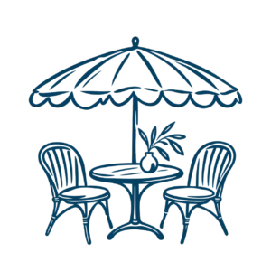 anasa mare München bietet einen schönen Außenbereich (Terrasse) als Illustration dargestellt