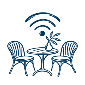 Illustration für WLAN für Gäste gratis - Im anasa mare Restaurant in München